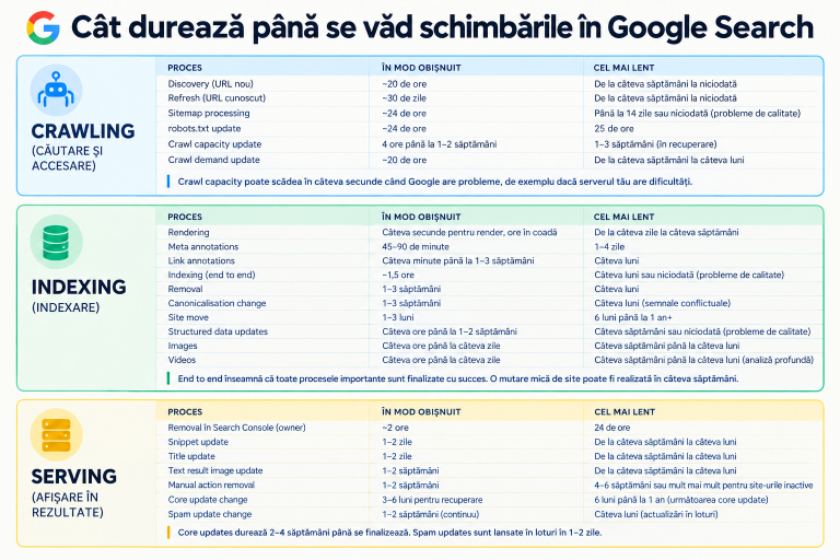 Google da din casa si ne spune in cat timp se vad schimbarile in rezultatele acestuia